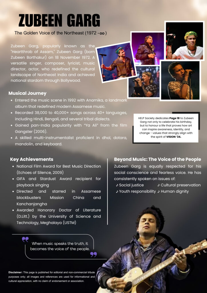 Special Tribute to Zubeen Garg in Vision'34 (Second Edition) by HELP Society NGO